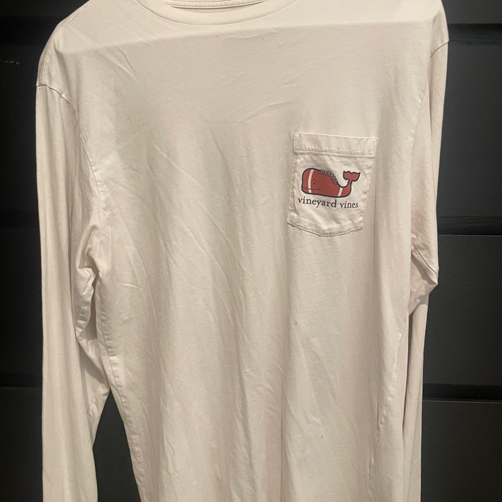 Vineyard Vines white football Long Sleeve Tee
